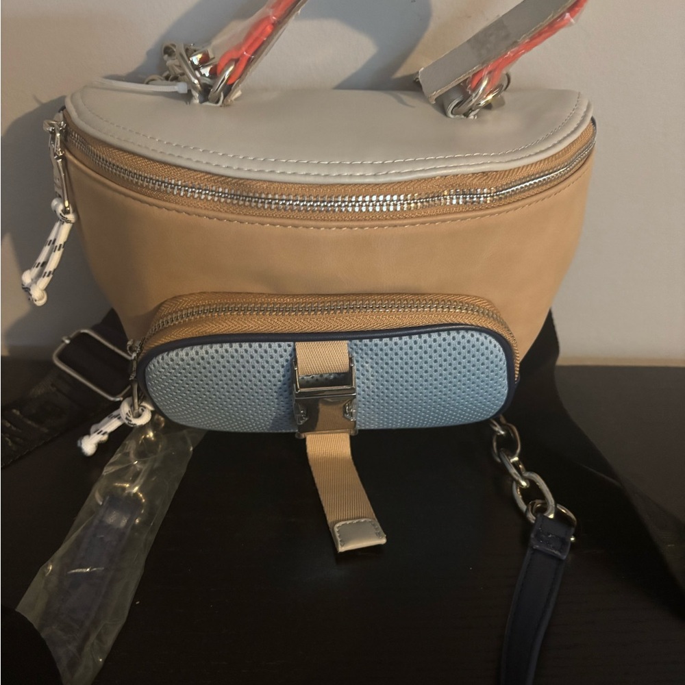 Steve Madden Two-Tone Crossbody Bag with Blue Accent NEW